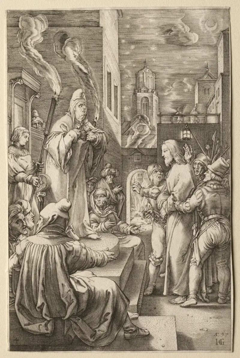 Kristus inför Kaifas av Hendrick Goltzius