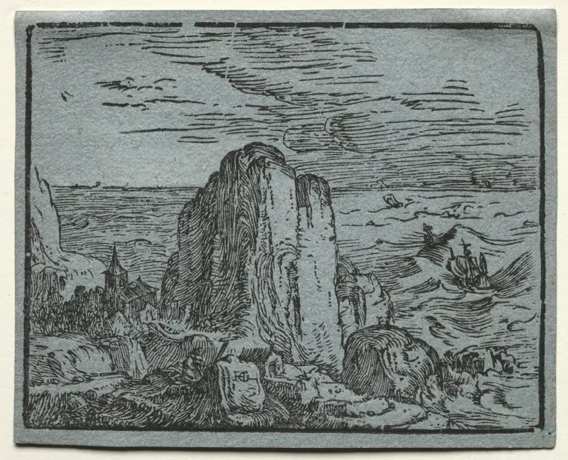 Klippa vid havsstranden av Hendrick Goltzius