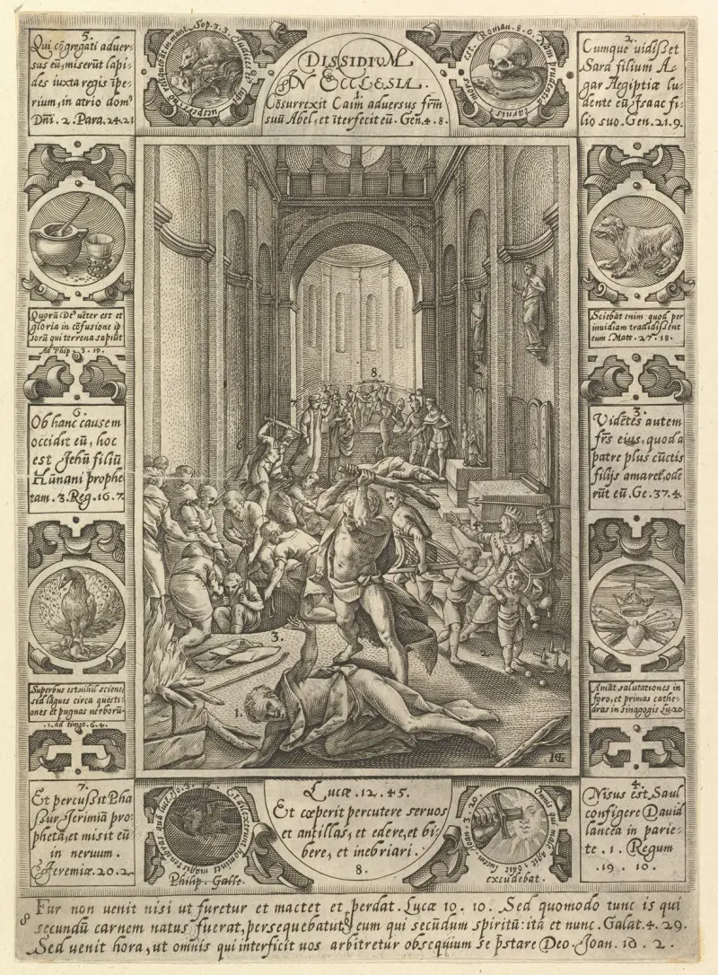 Dissidium In Ecclesia av Hendrick Goltzius
