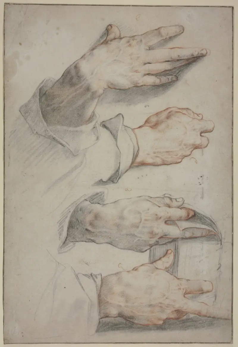 Four studies of a right hand av Hendrick Goltzius
