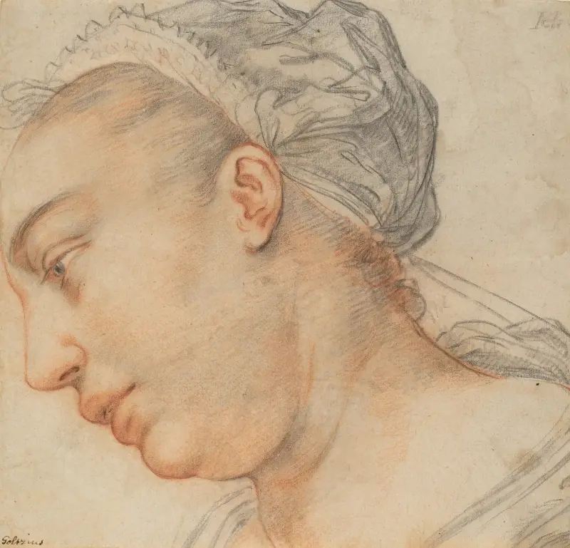 Ung kvinnas huvud av Hendrick Goltzius