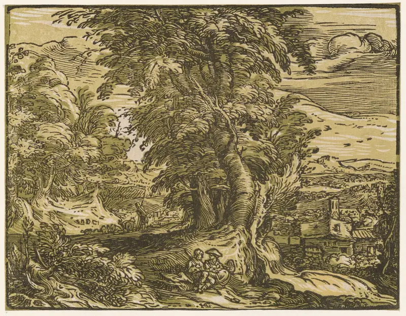 Landskap med herdepar av Hendrick Goltzius