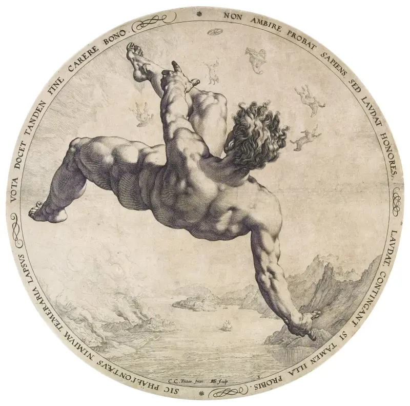 Phaethon (ur serien De fyra vanärade) av Hendrick Goltzius