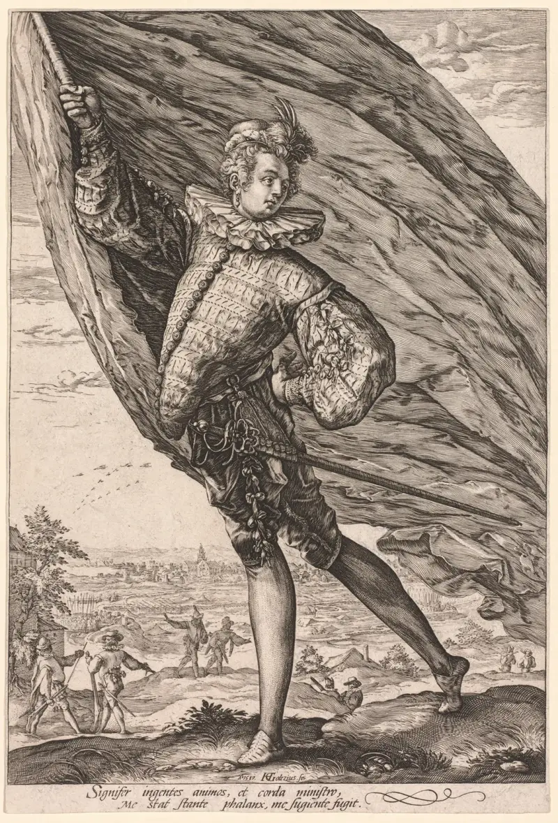 The Standard Bearer, Turned to Left av Hendrick Goltzius