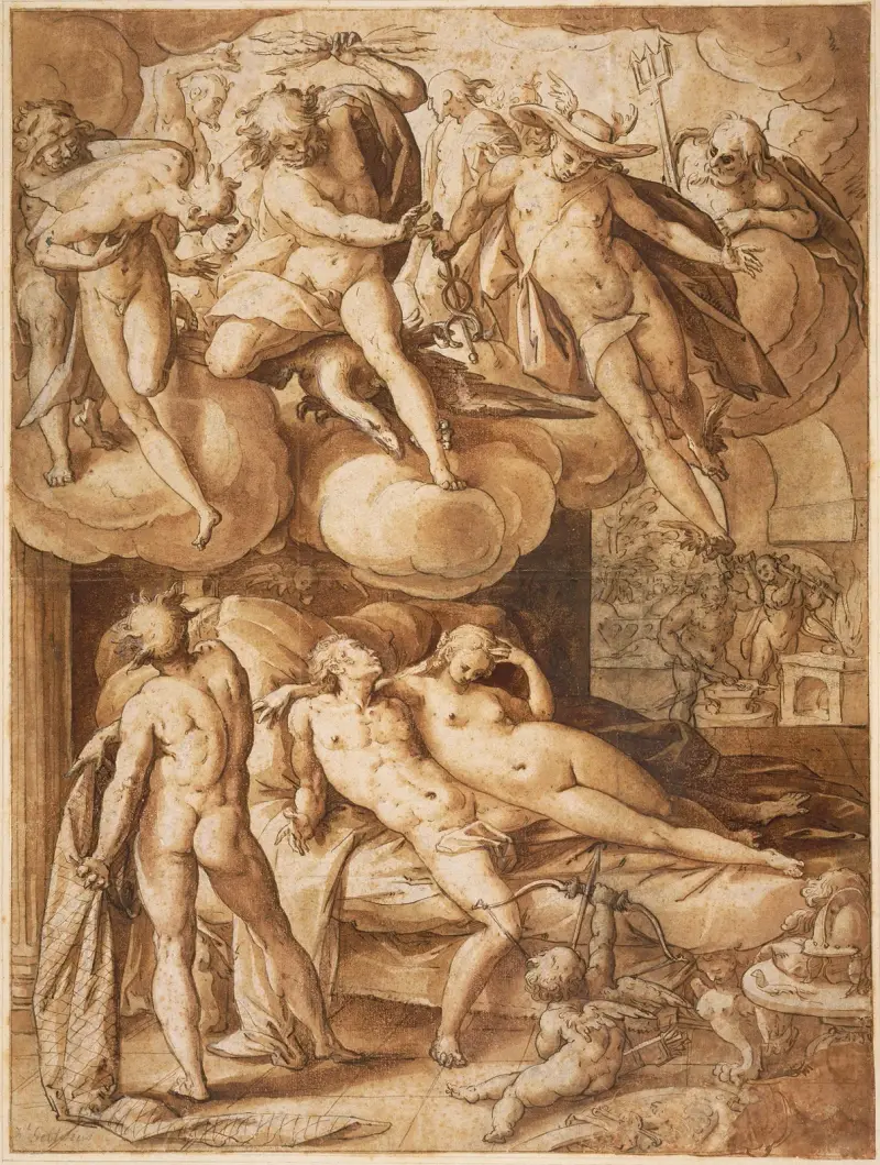 Venus och Mars överraskade av Vulcanus av Hendrick Goltzius