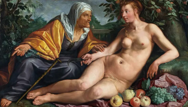 Vertumnus och Pomona av Hendrick Goltzius