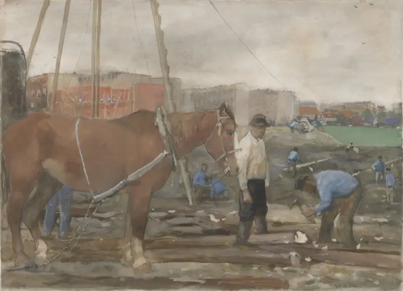 Bouwterrein Oud-West te Amsterdam av George Hendrik Breitner