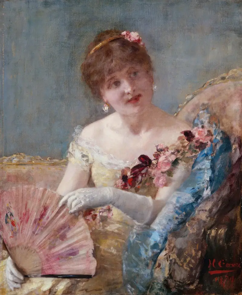 Femme à l’éventail (Portrait de Réjane) av Henri Gervex