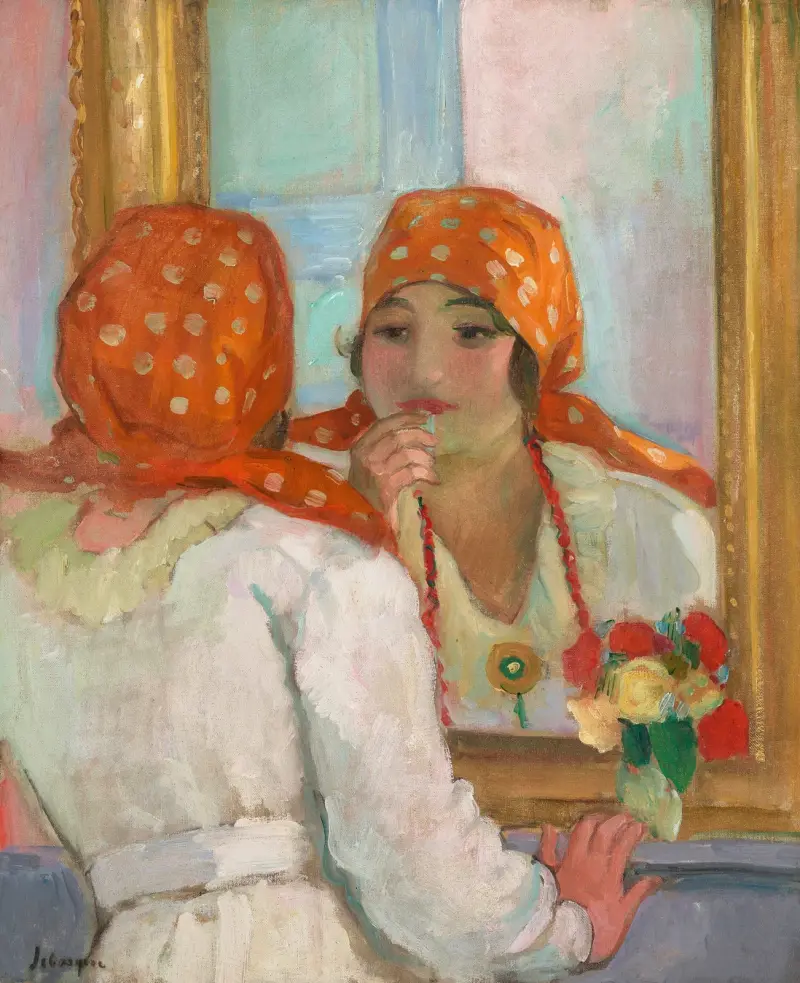 Framför spegeln på Île-d'Yeu av Henri Lebasque