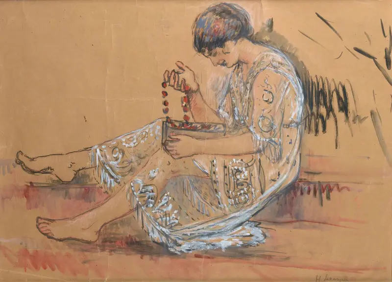 Femme Au Collier (Étude Pour L’offrande Au Jardin) av Henri Lebasque