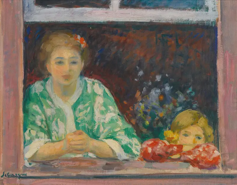 Femme Et Fillette À La Fenêtre av Henri Lebasque