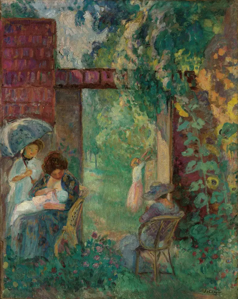 Kvinnor och barn i en trädgård på sommaren av Henri Lebasque