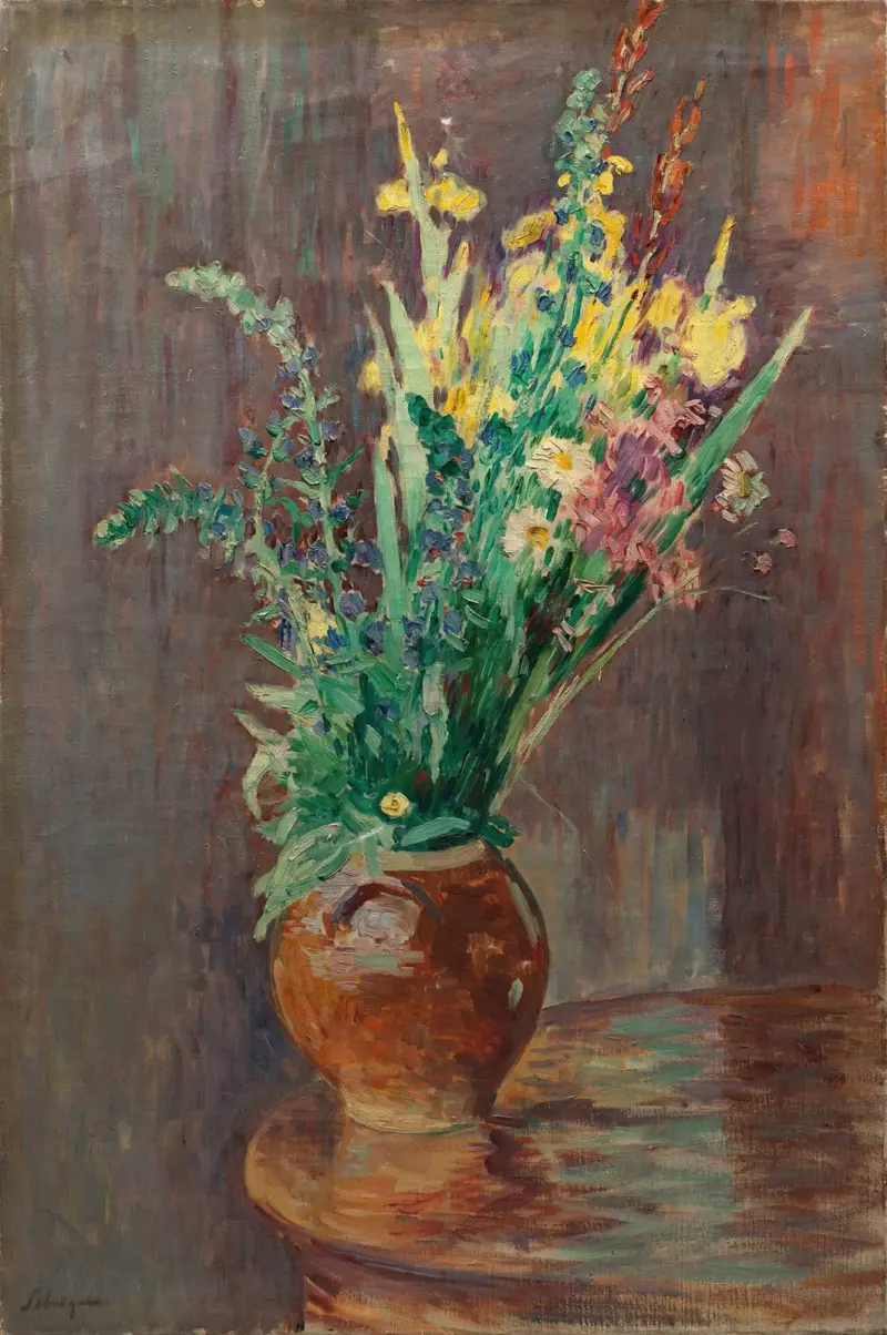 Blomsterbukett i en kruka av Henri Lebasque