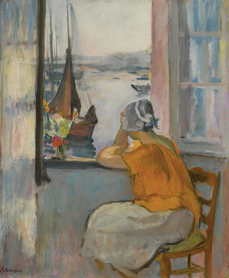 Jeune Femme Devant La Fenêtre Ouverte À L’île D’yeu av Henri Lebasque