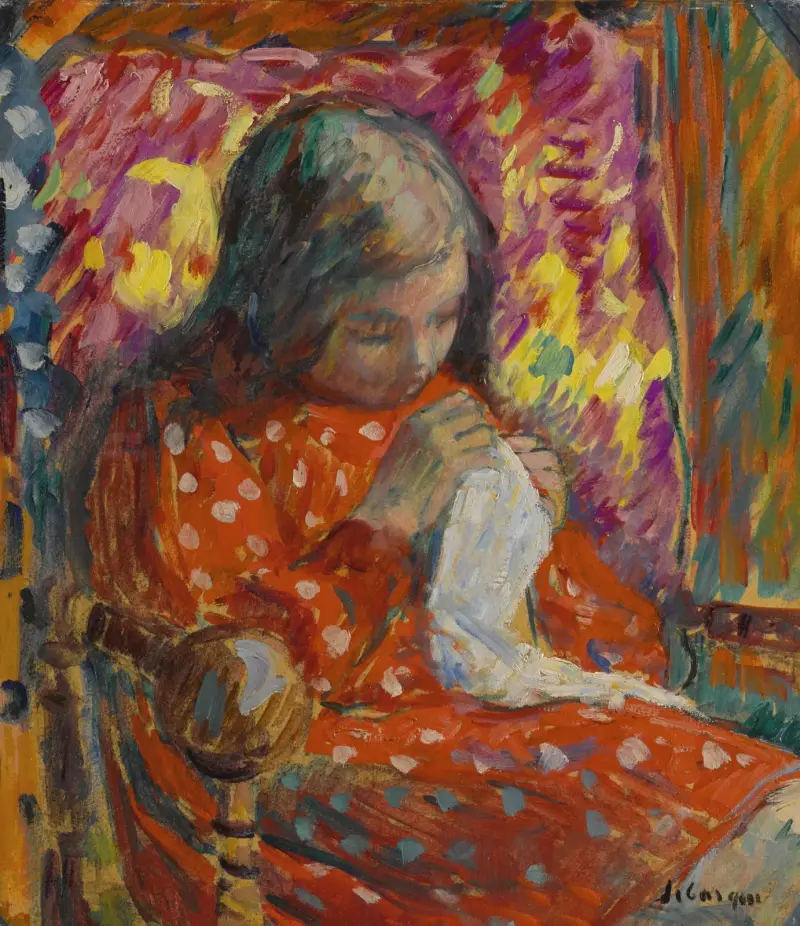 Ung flicka som syr av Henri Lebasque