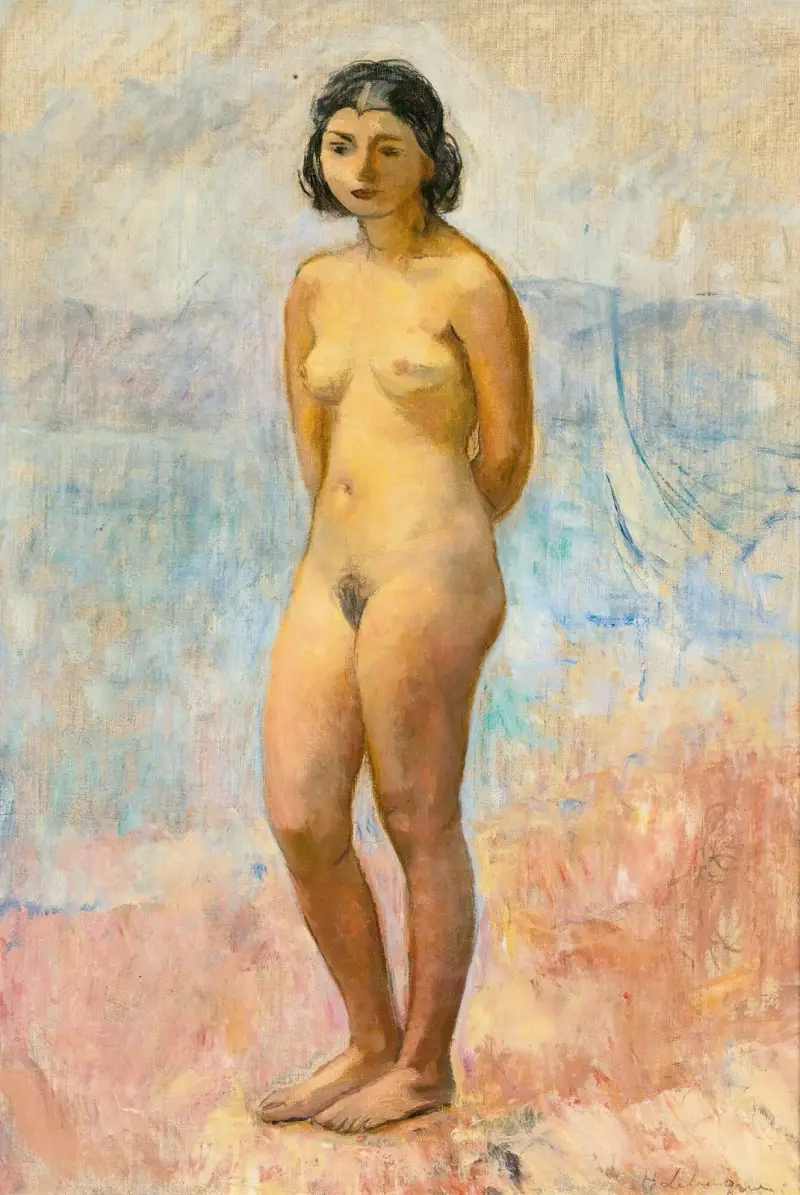 Ung flicka stående naken av Henri Lebasque