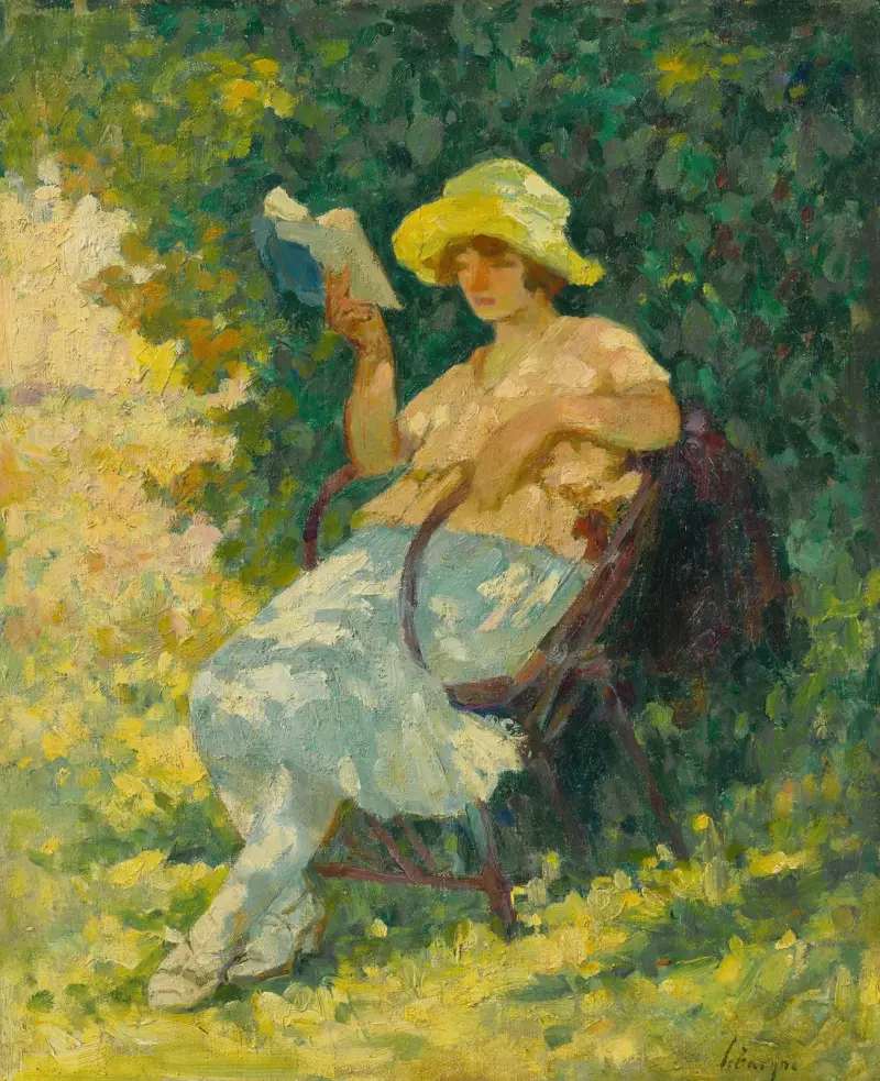 Läsning i trädgården av Henri Lebasque