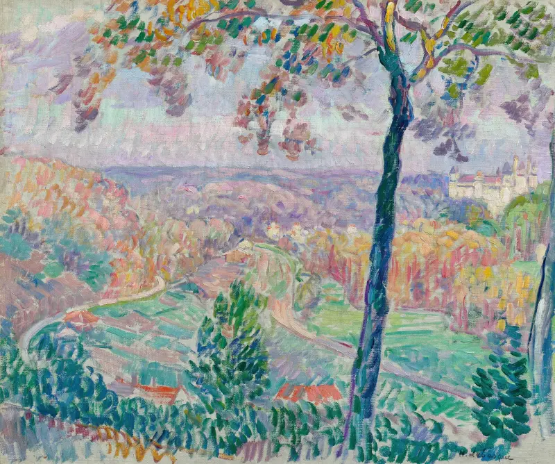 Slottet Pierrefonds och Compiègneskogen av Henri Lebasque
