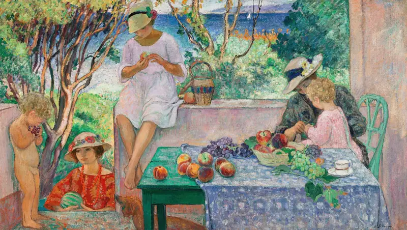 Mellanmålet på terrassen i Sainte-Maxime av Henri Lebasque