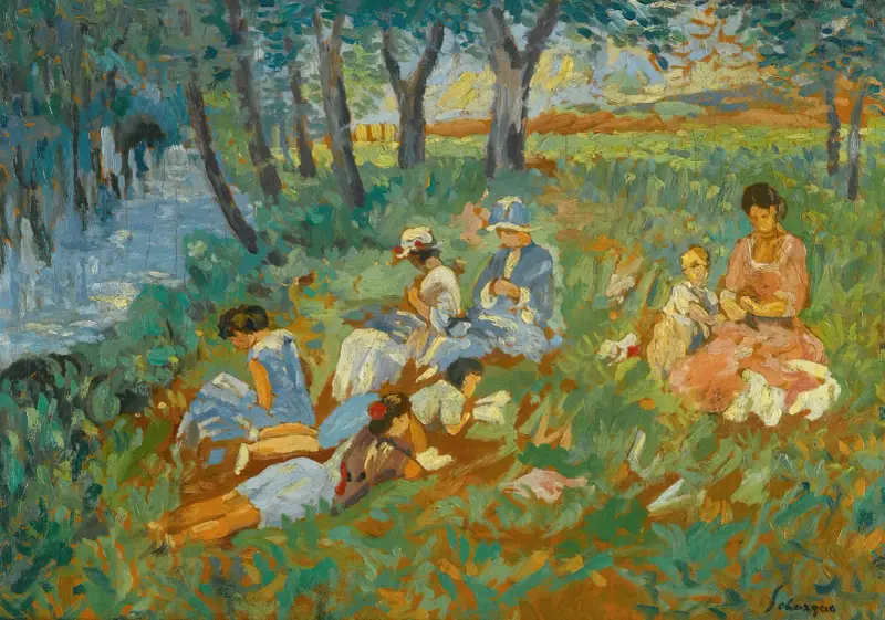 Les Andelys, La Famille Lebasque Au Bord De L’eau av Henri Lebasque