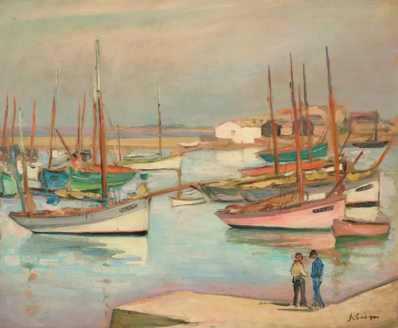 Hus vid hamnen på Île d’Yeu av Henri Lebasque