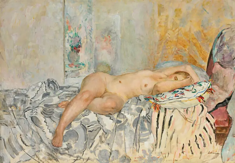 Kvinna liggande på spansk kudde av Henri Lebasque