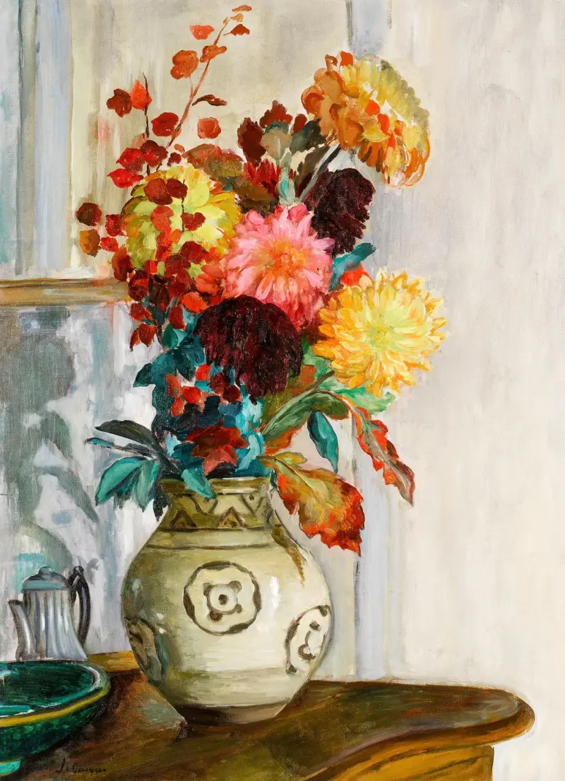 Krysantemumvas av Henri Lebasque