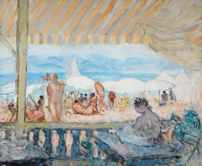 Véranda sur la Plage de Cannes av Henri Lebasque