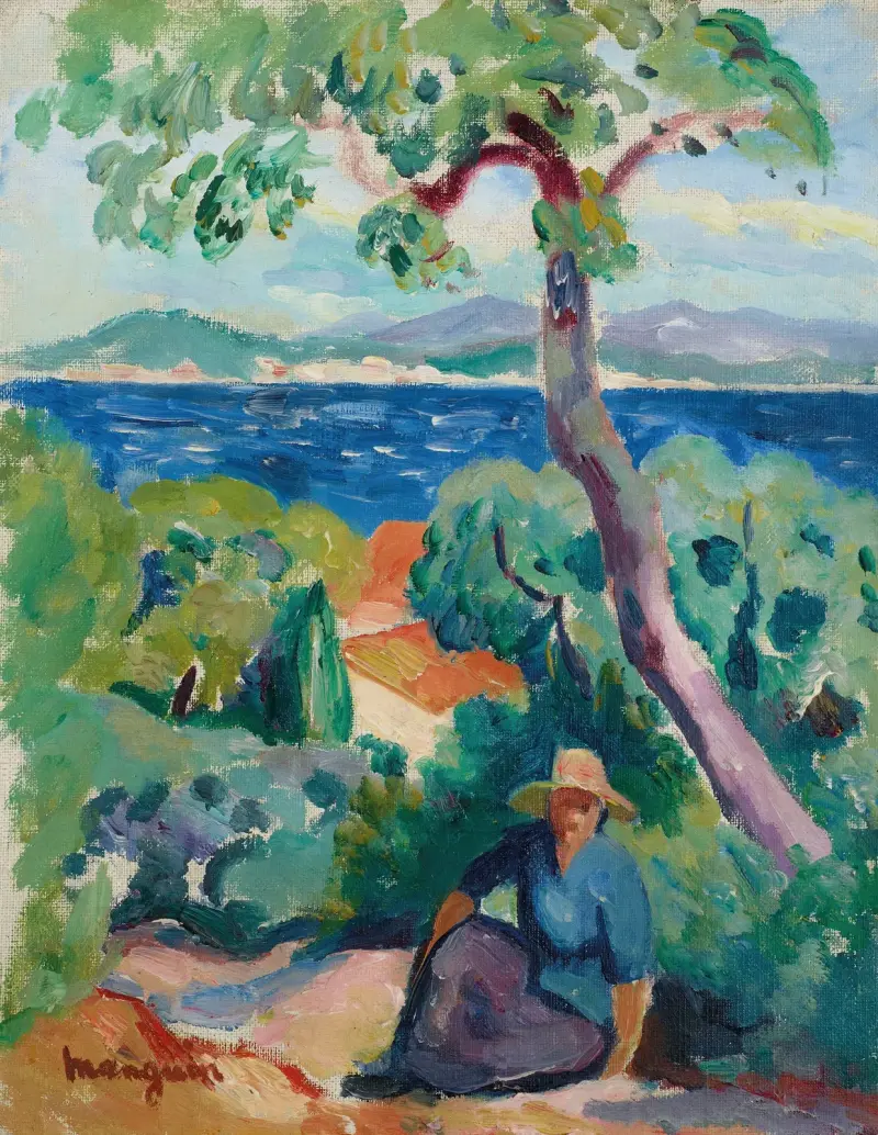 Vägen bakom Oustalet, Saint-Tropez av Henri Manguin