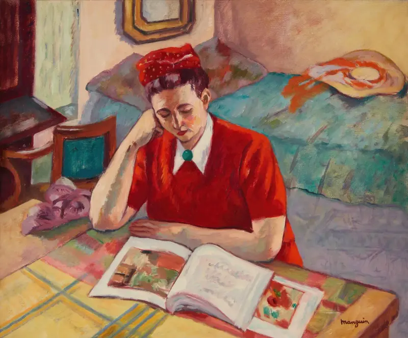 Odette au turban rouge av Henri Manguin
