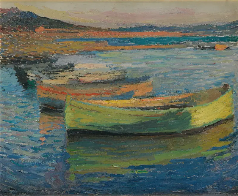 Barques Aux Environs De Collioure av Henri Martin