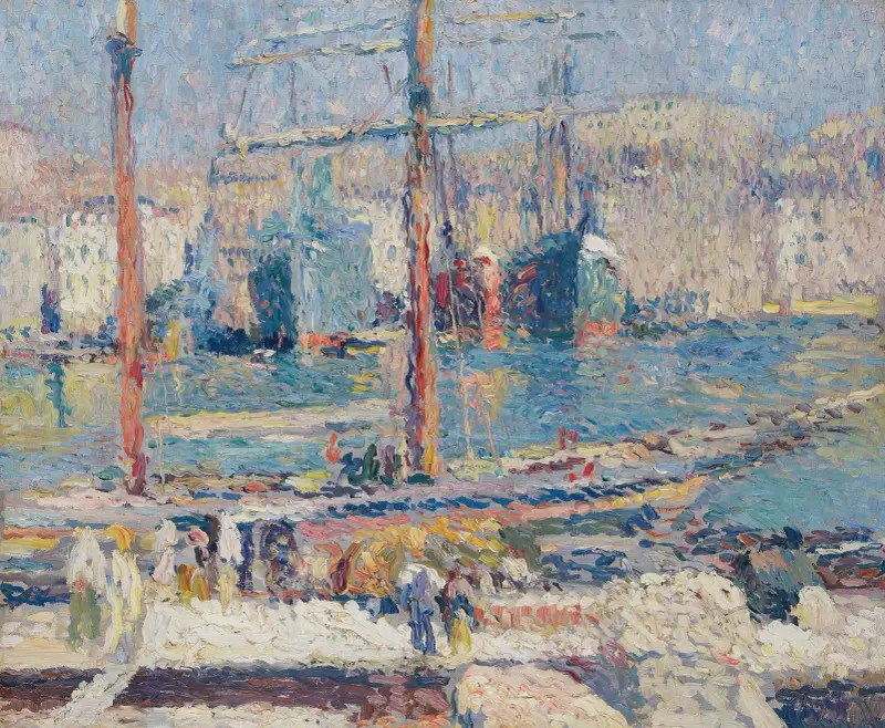 Båtar i hamnen i Marseille av Henri Martin