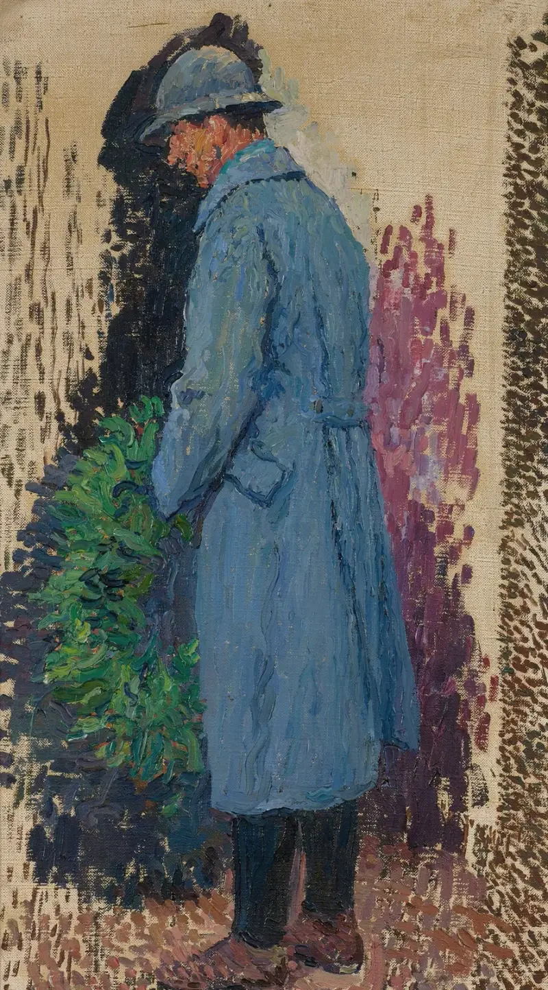 Studie för monument över de döda; mannen med lagerkrans av Henri Martin