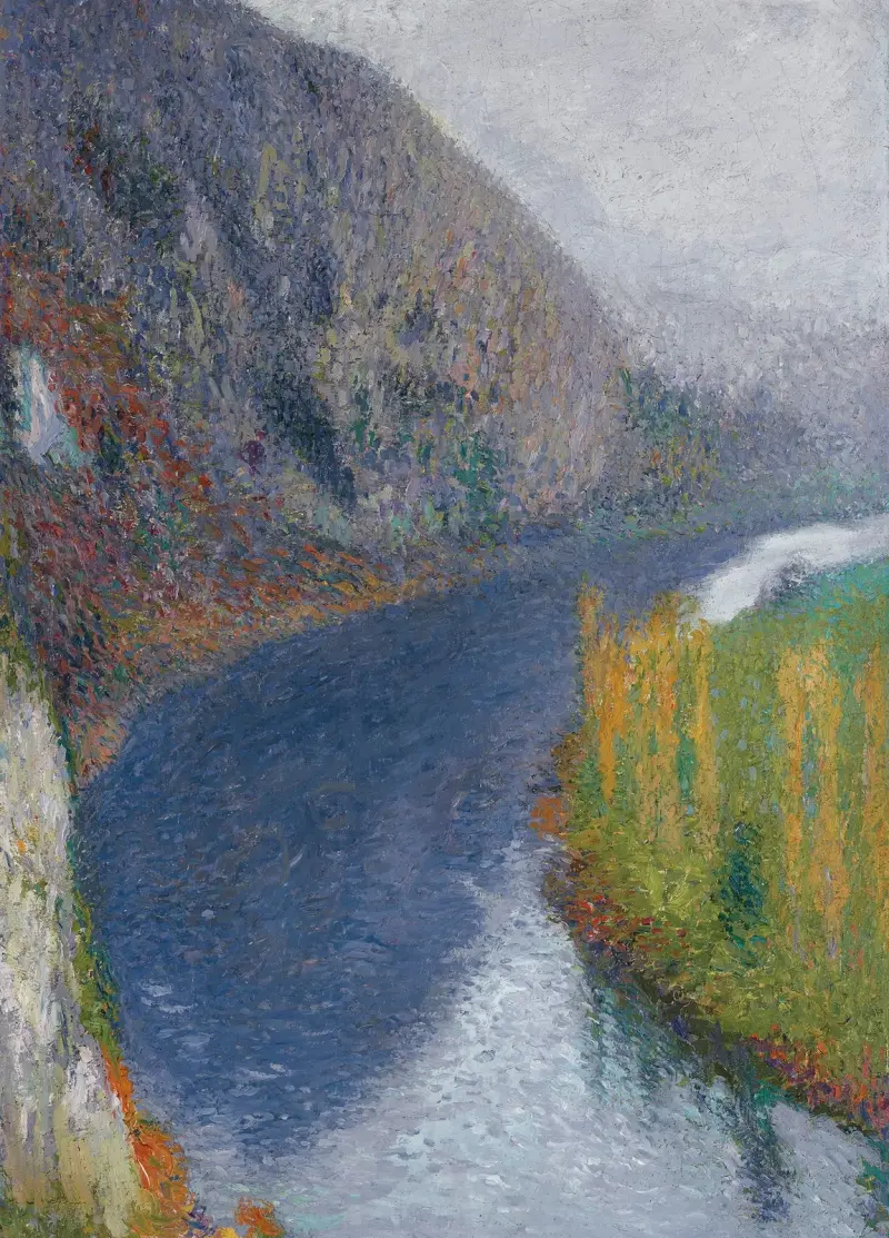 Lot vid foten av klipporna i Saint-Cirq-Lapopie av Henri Martin