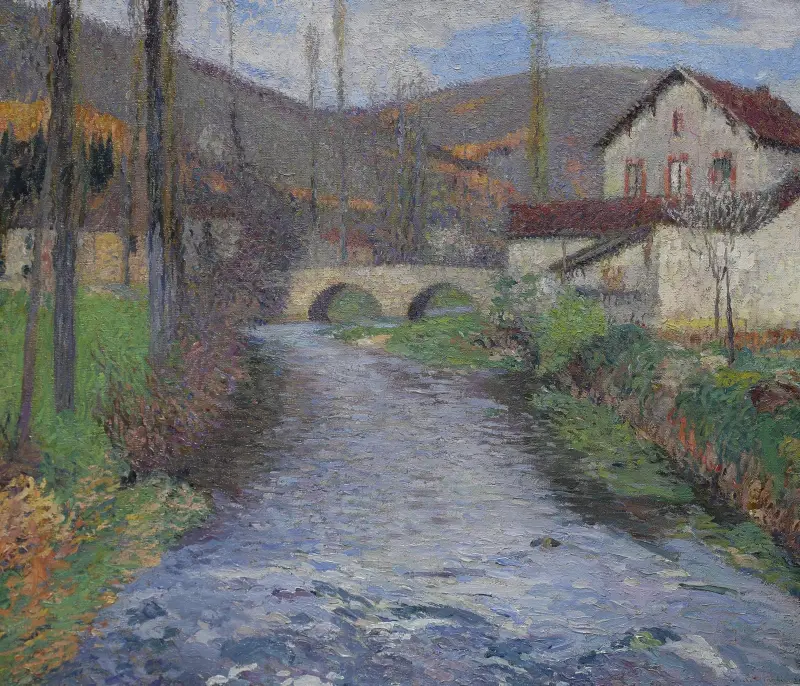 Skolan och bron över det gröna vid Labastide-du-Vert av Henri Martin