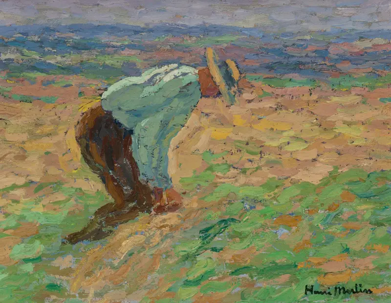 Lieur de gerbe (Étude pour ‘La Moisson,’ l’un des 4 panneaux du grand décor du Conseil d’État, Paris) av Henri Martin