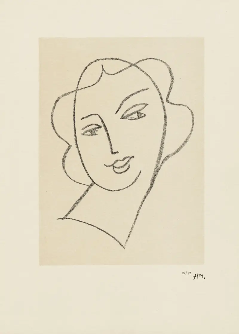 Etude pour la Vierge ‘Tête voilée’ – pour la Chapelle de Vence, 1950 – nr 2 av Henri Matisse