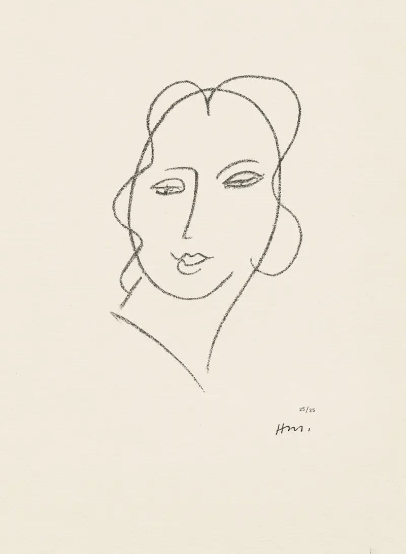 Etude pour la Vierge ‘Tête voilée’ – pour la Chapelle de Vence, 1950 – nr 3 av Henri Matisse