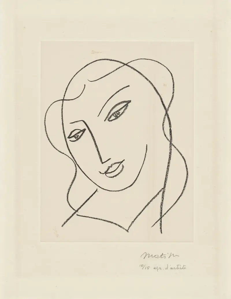 Etude pour la Vierge ‘Tête voilée’ – pour la Chapelle de Vence, 1950 – nr 4 av Henri Matisse