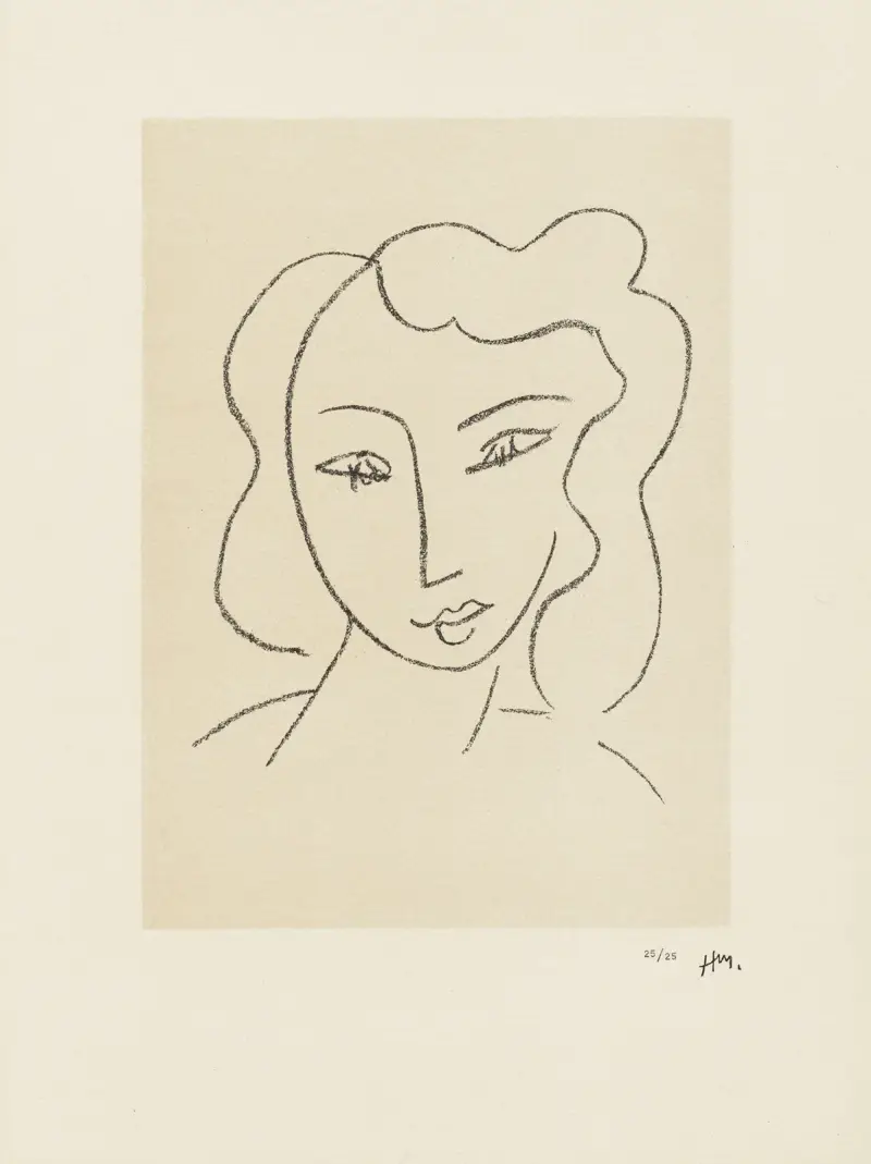 Etude pour la Vierge ‘Tête voilée’ – pour la Chapelle de Vence, 1950 – nr 1 av Henri Matisse