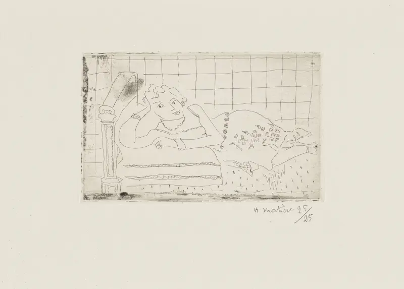 Figure allongée sur un lit d’acajou av Henri Matisse