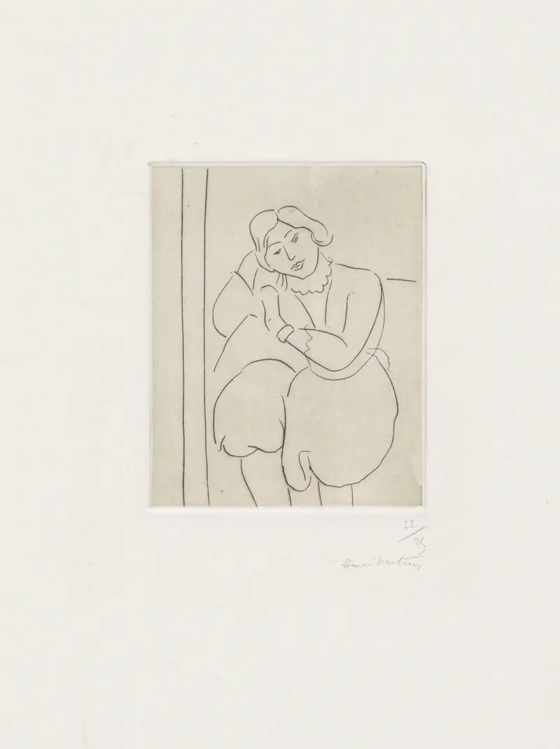Figure assise, la tête appuyée sur la main droite av Henri Matisse