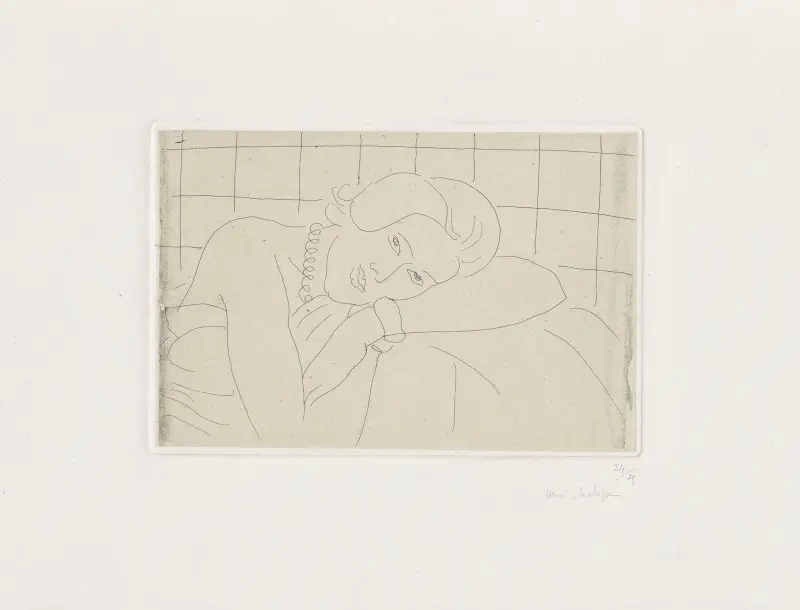 Figure, tête reposant sur le bras gauche av Henri Matisse