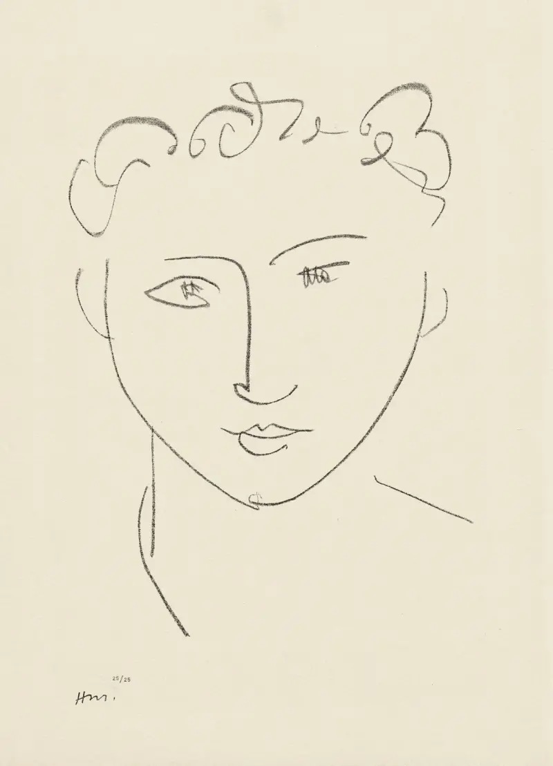 Jeune étudiante – suite d’études pour ‘Echos’, 1952 – nr 3 av Henri Matisse