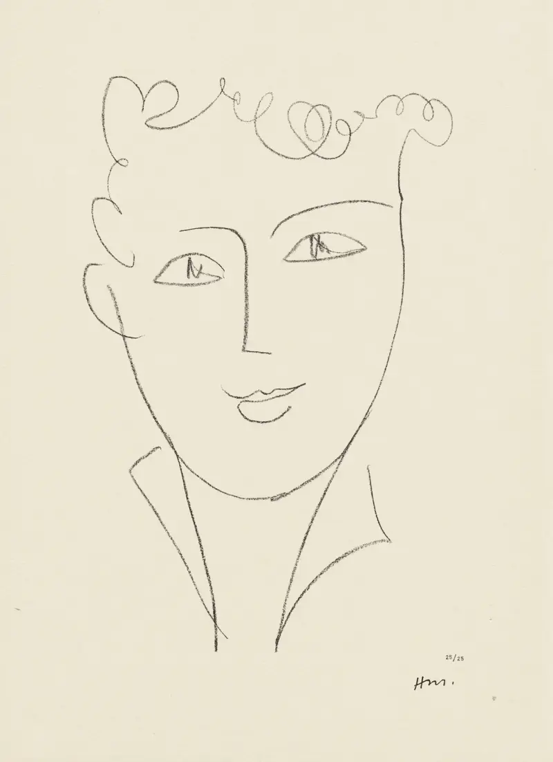 Jeune étudiante – suite d’études pour ‘Echos’, 1952 – nr 4 av Henri Matisse