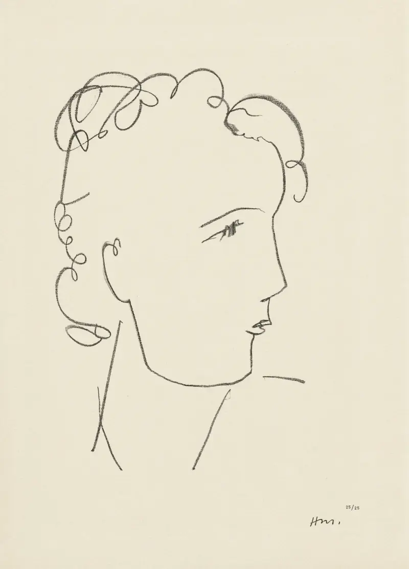 Jeune étudiante – suite d’études pour ‘Echos’, 1952 – nr 5 av Henri Matisse