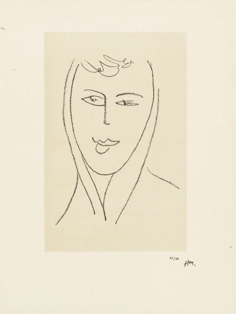 Ung kvinna med sjal – studiesvit för Echos, 1952 – nr 2 av Henri Matisse