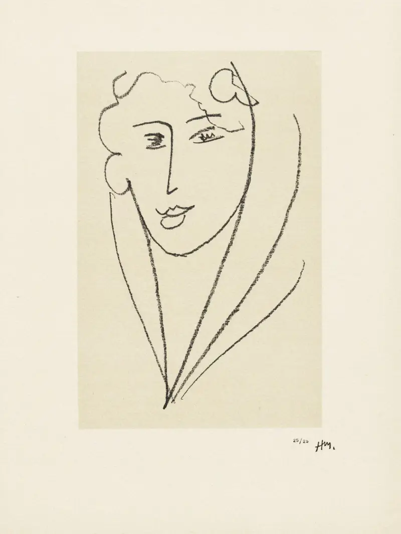 Jeune femme au foulard – suite d’études pour ‘Echos’, 1952 – nr 5 av Henri Matisse