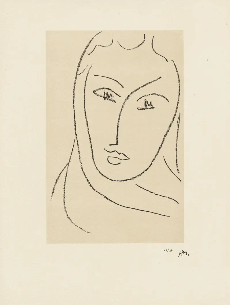 Jeune femme au foulard – suite d’études pour ‘Echos’, 1952 – nr 1 av Henri Matisse