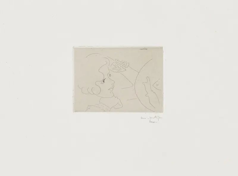 Jeune femme aux yeux noirs fixant un aquarium av Henri Matisse